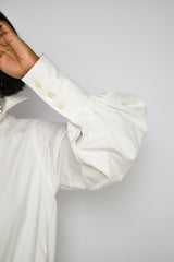 MODENA MAXI FLARED SHIRT DRESS IN OFF WHITE