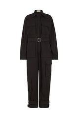 MUNICH TIED CUFF JUMPSUIT IN BLACK