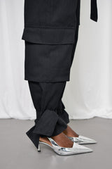 MUNICH TIED CUFF JUMPSUIT IN BLACK