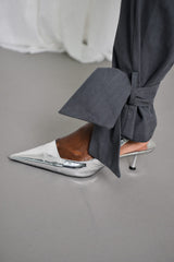 MUNICH TIED CUFF JUMPSUIT IN GUNMETAL GREY