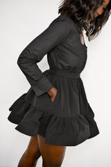 PARMA STRUCTURED RUFFLED MINI SKIRT IN BLACK