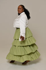 MILAN 2 in 1 MIDI-MINI TIERED SKIRT IN GREEN