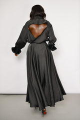 SAMARA MAXI PLEATED UMBRELLA SKIRT IN BLACK