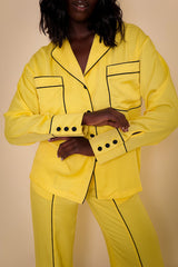 SEOUL PIPED LAPEL SHIRT IN YELLOW