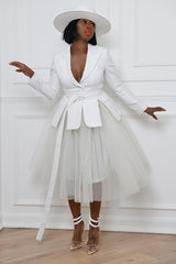 NARA TULLE SKIRT IN OFF WHITE