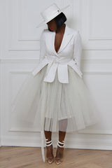 NARA TULLE SKIRT IN OFF WHITE