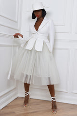 NARA TULLE SKIRT IN OFF WHITE