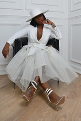 NARA TULLE SKIRT IN OFF WHITE