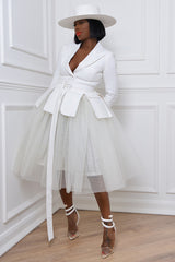 NARA TULLE SKIRT IN OFF WHITE