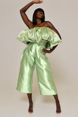 HAMPSTEAD PLEATED CULOTTES IN MINT GREEN