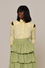 ZURICH STRIPED SHIRT WITH DETACHABLE SLEEVES IN YELLOW
