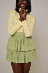 MILAN 2 in 1 MIDI-MINI TIERED SKIRT IN GREEN