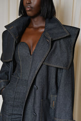TEXAS TRENCH COAT IN BLACK DENIM