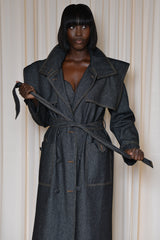 TEXAS TRENCH COAT IN BLACK DENIM