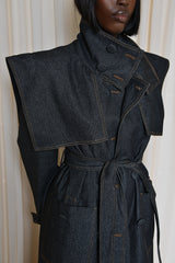 TEXAS TRENCH COAT IN BLACK DENIM