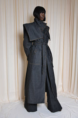 TEXAS TRENCH COAT IN BLACK DENIM