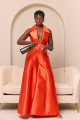 ZIRO BACKLESS JUMPSUIT IN ORANGE RED