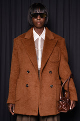 SALERNO OVERSIZED PEACOAT BLAZER IN BROWN