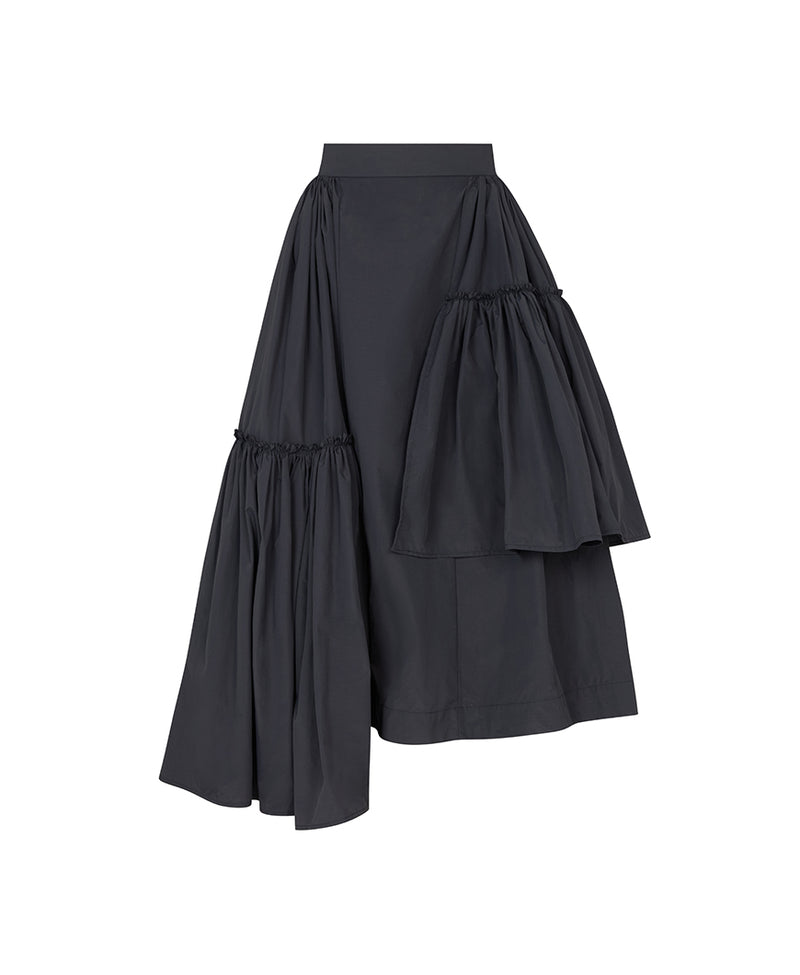 CALAIS ASYMMETRIC WIND BREAKER SKIRT IN MIDNIGHT BLUE