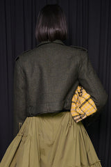 HARROW HERRINGBONE BIKER JACKET IN GREEN