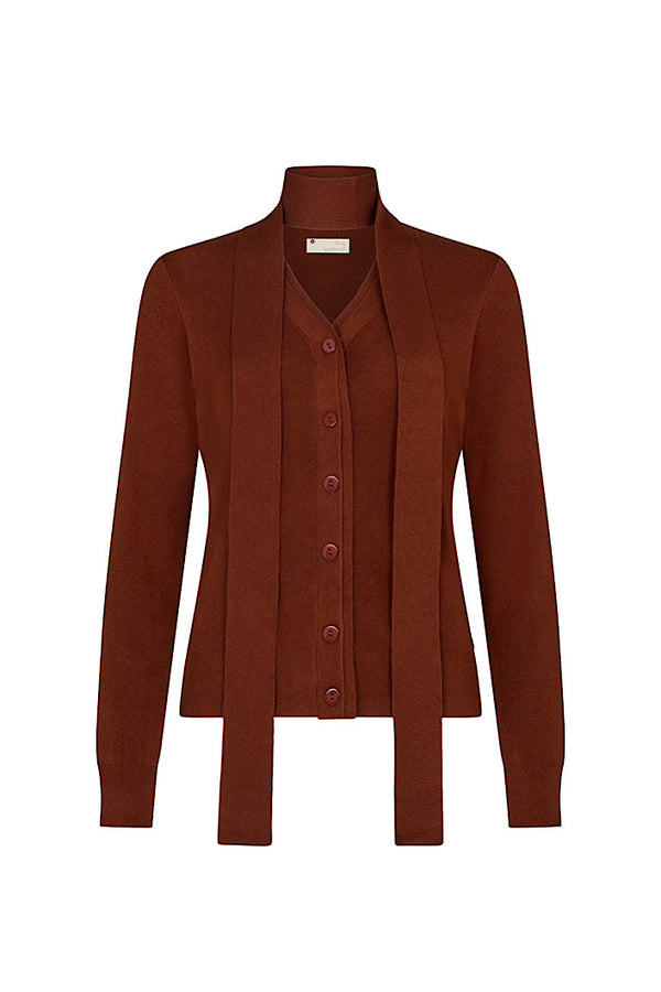 BARICE LONG SLEEVE BUTTON UP CARDIGAN IN BROWN