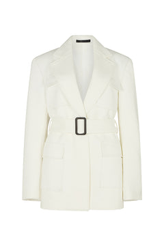 SENDAI ATHLUXE BELTED BLAZER IN WHITE