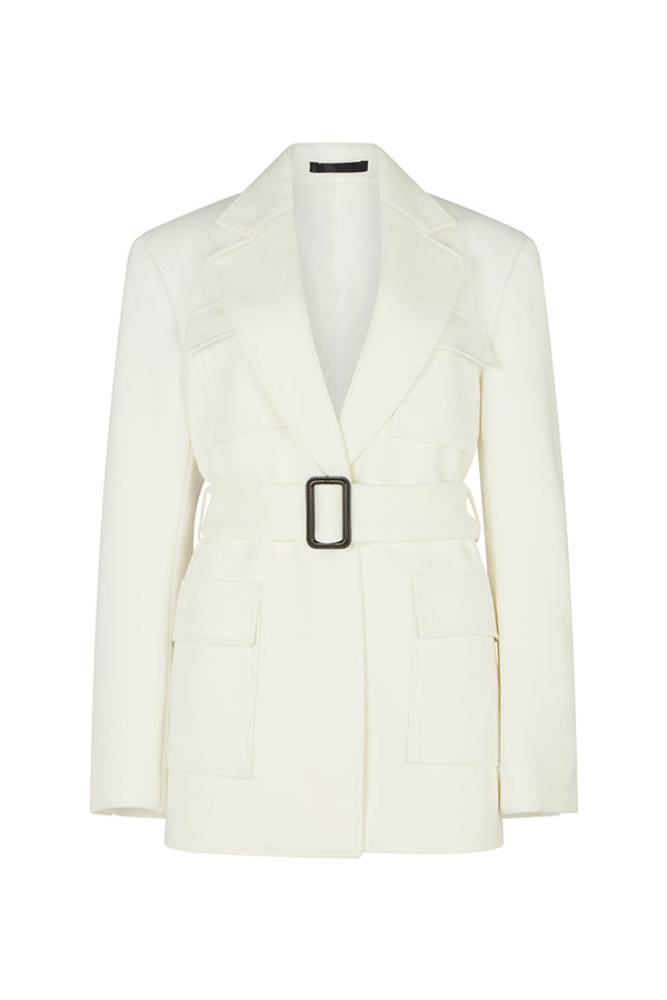 SENDAI ATHLUXE BELTED BLAZER IN WHITE