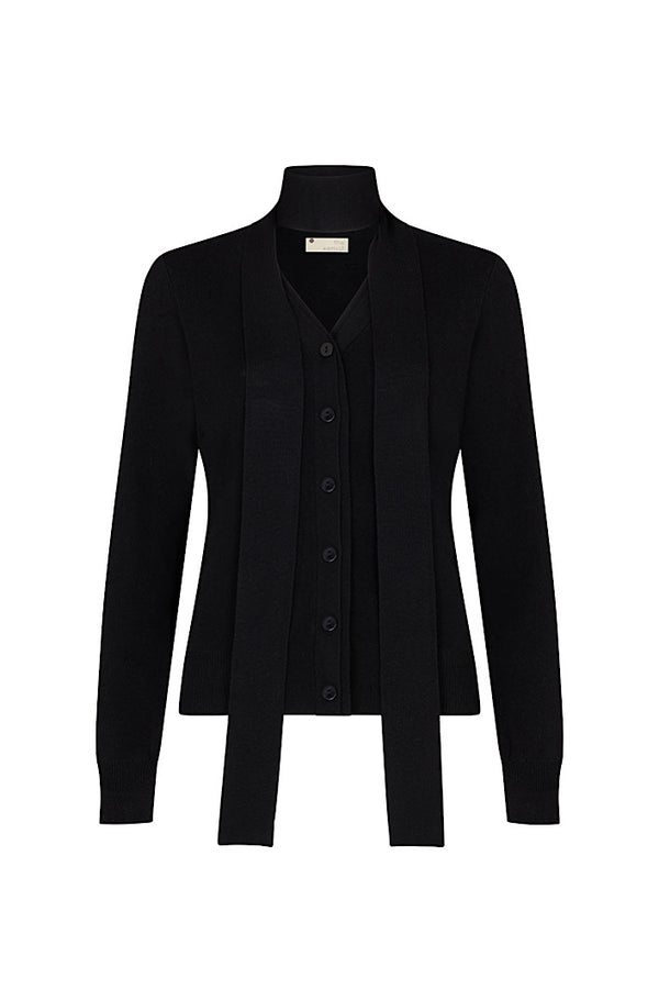 BARICE LONG SLEEVE BUTTON UP CARDIGAN IN BLACK