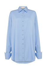 BASEL SEMI BACKLESS SHIRT DRESS IN BLUE