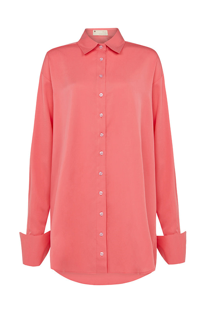 BASEL SEMI BACKLESS SHIRT DRESS IN PINK