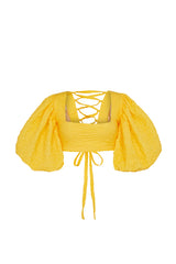 BASTIA LACE UP BACK BABYDOLL TOP IN YELLOW