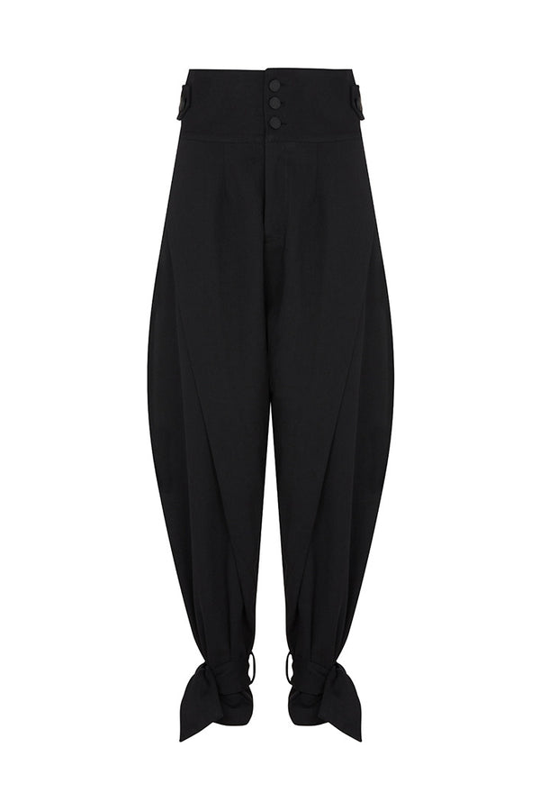 BEIRUT HIGH WAIST TIE CUFF PANTS IN BLACK