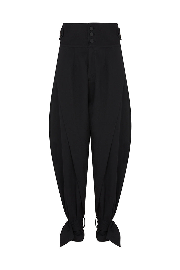 BEIRUT HIGH WAIST TIE CUFF PANTS IN BLACK