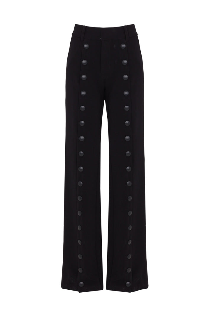 BELGRADE BUTTONS STRAIGHT LEG PANTS IN BLACK