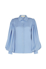 BILOXI SHOULDER PADDED BACKLESS SHIRT IN BLUE