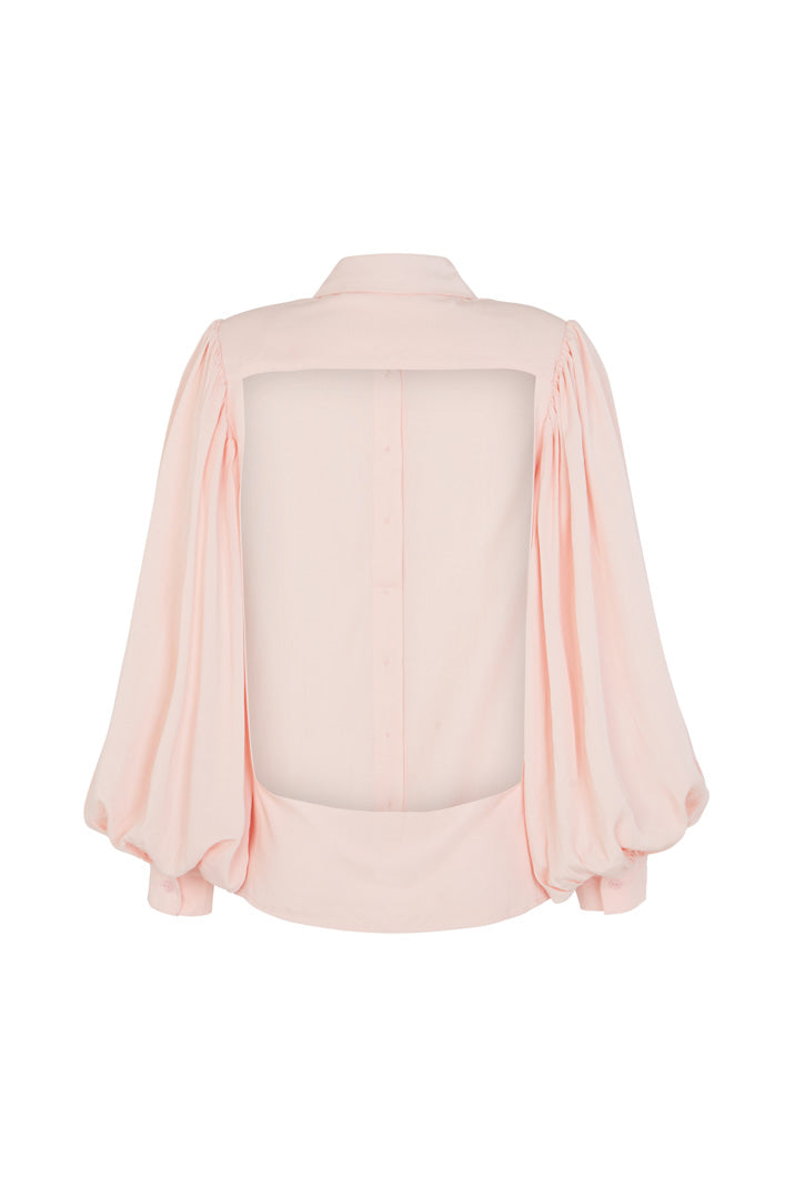 BILOXI BACKLESS PUFF SLEEVE SHIRT IN PINK