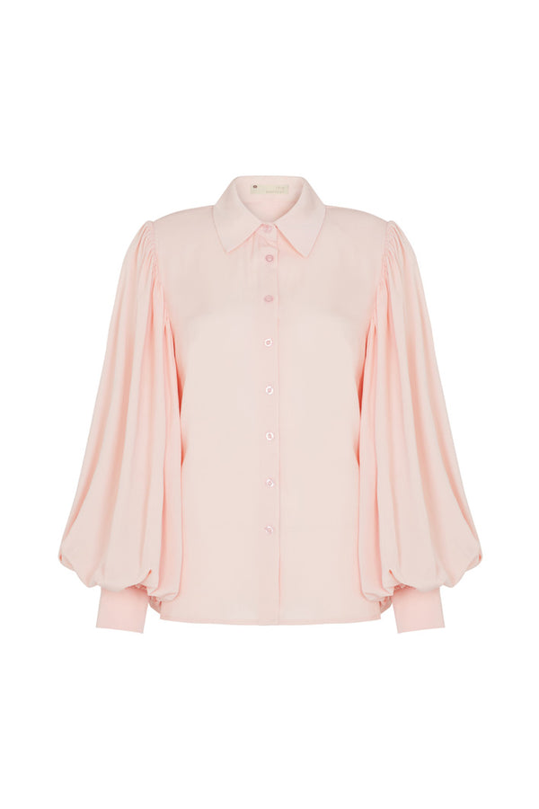 BILOXI BACKLESS PUFF SLEEVE SHIRT IN PINK