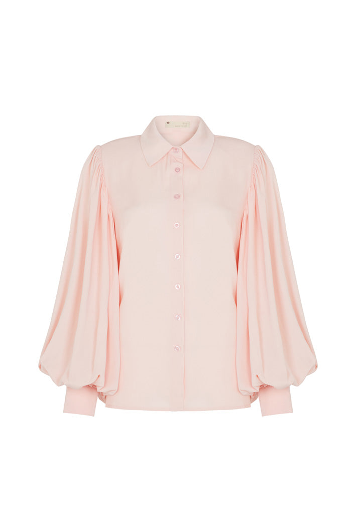 BILOXI BACKLESS PUFF SLEEVE SHIRT IN PINK