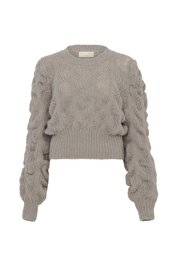 BOLTON TEXTURED CROPPED SWEATER IN GREY