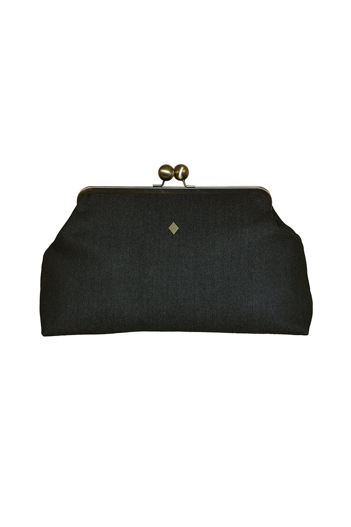 ODENSE OVERSIZE COIN PURSE IN BLACK DENIM