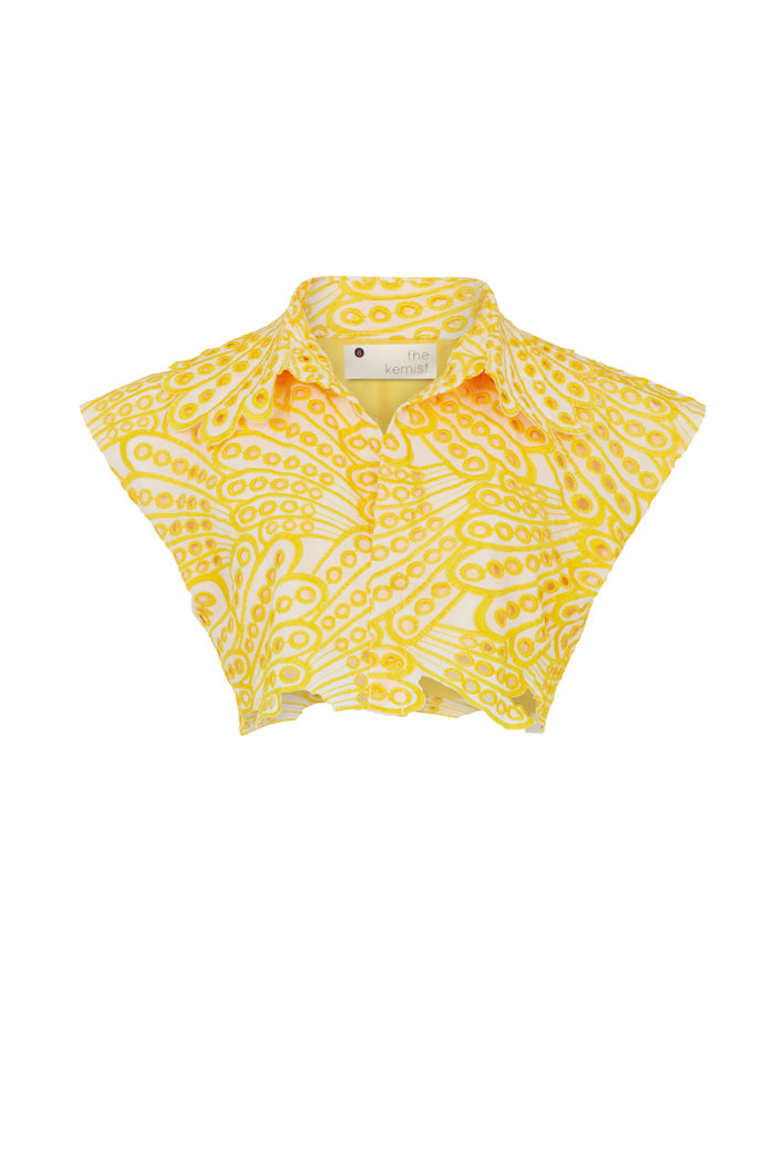 CAIRO BRODERIE ANGLAISE CROPPED SHIRT IN YELLOW