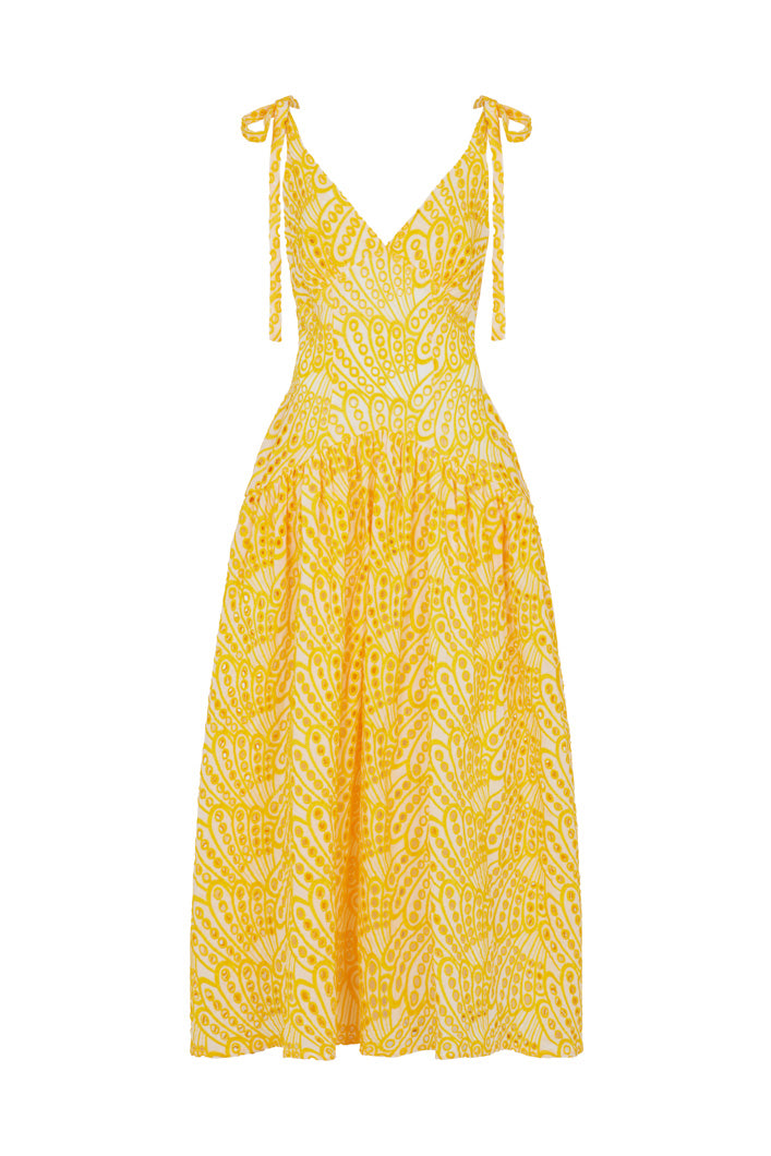 CAIRO BRODERIE ANGLAISE MAXI SUNDRESS IN YELLOW