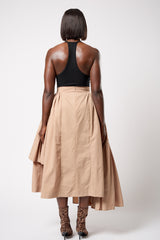 CALAIS ASYMMETRIC WIND BREAKER SKIRT IN BEIGE
