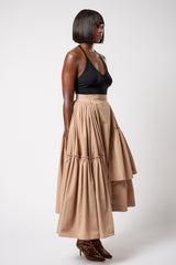 CALAIS ASYMMETRIC WIND BREAKER SKIRT IN BEIGE