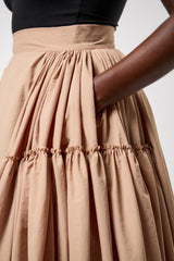 CALAIS ASYMMETRIC WIND BREAKER SKIRT IN BEIGE