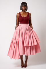 CALAIS ASYMMETRIC WIND BREAKER SKIRT IN PINK