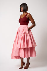 CALAIS ASYMMETRIC WIND BREAKER SKIRT IN PINK