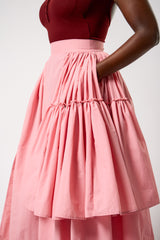 CALAIS ASYMMETRIC WIND BREAKER SKIRT IN PINK