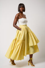 CALAIS ASYMMETRIC WIND BREAKER SKIRT IN YELLOW