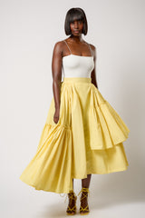 CALAIS ASYMMETRIC WIND BREAKER SKIRT IN YELLOW